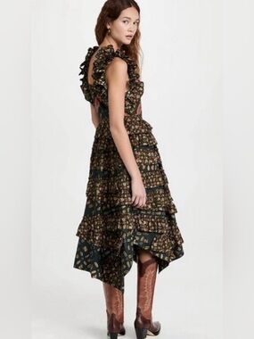 Ulla Johnson sz 2 Nia ruffle dress in jasper NWT green pink print new condition